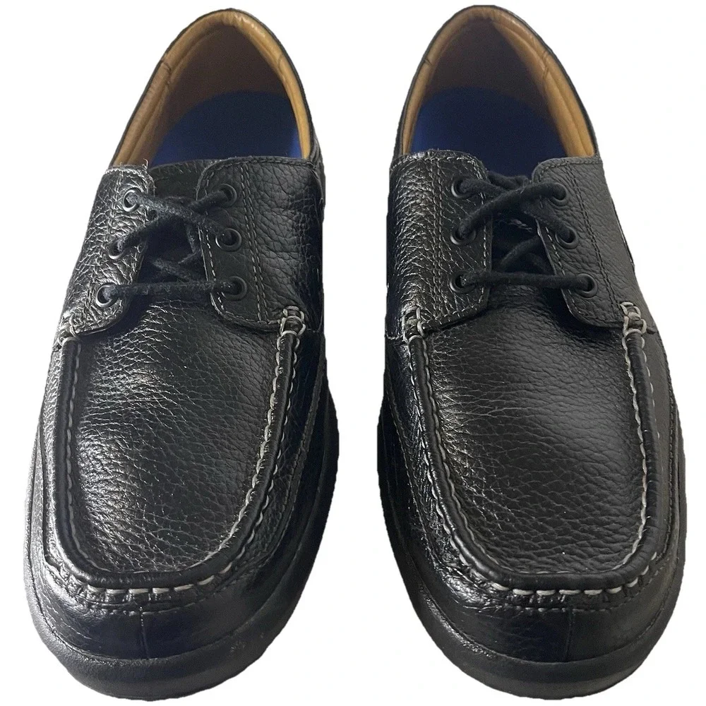 Dr. Comfort Patrick 8510 Men's Therapeutic Black Pebbled Leather Boat Shoes 13 M